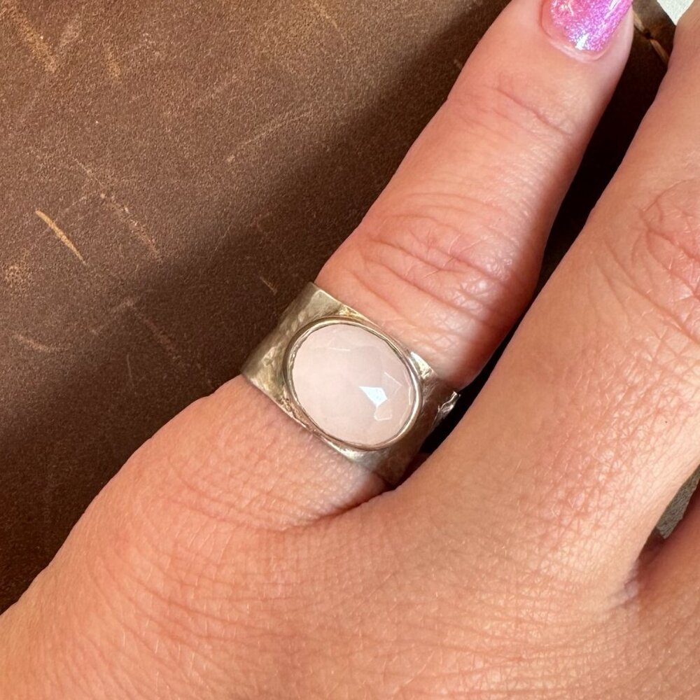 Vintage Rose Quartz Ring Sterling Silver